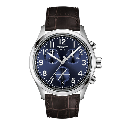 Tissot 42mm Chrono L, Blue Chronograph Dial, Brown Strap Gents Bracelet Watch
