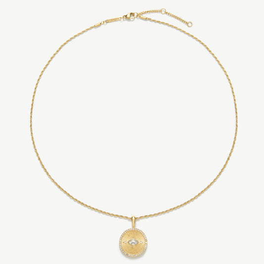 D.LOUISE Yellow Gold Plate Evil Eye Talisman Necklace