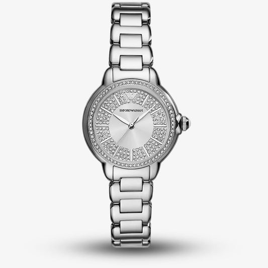 Emporio Armani 32mm Ladies Mia Silver Dial Stainless Steel Bracelet Watch