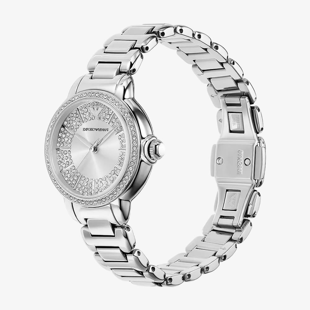 Emporio Armani 32mm Ladies Mia Silver Dial Stainless Steel Bracelet Watch