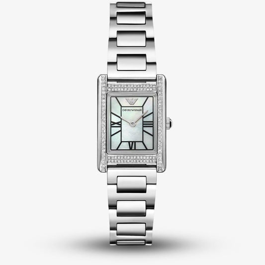Emporio Armani 32mm Ladies Genni Mother of Pearl Dial Silver Bracelet Watch