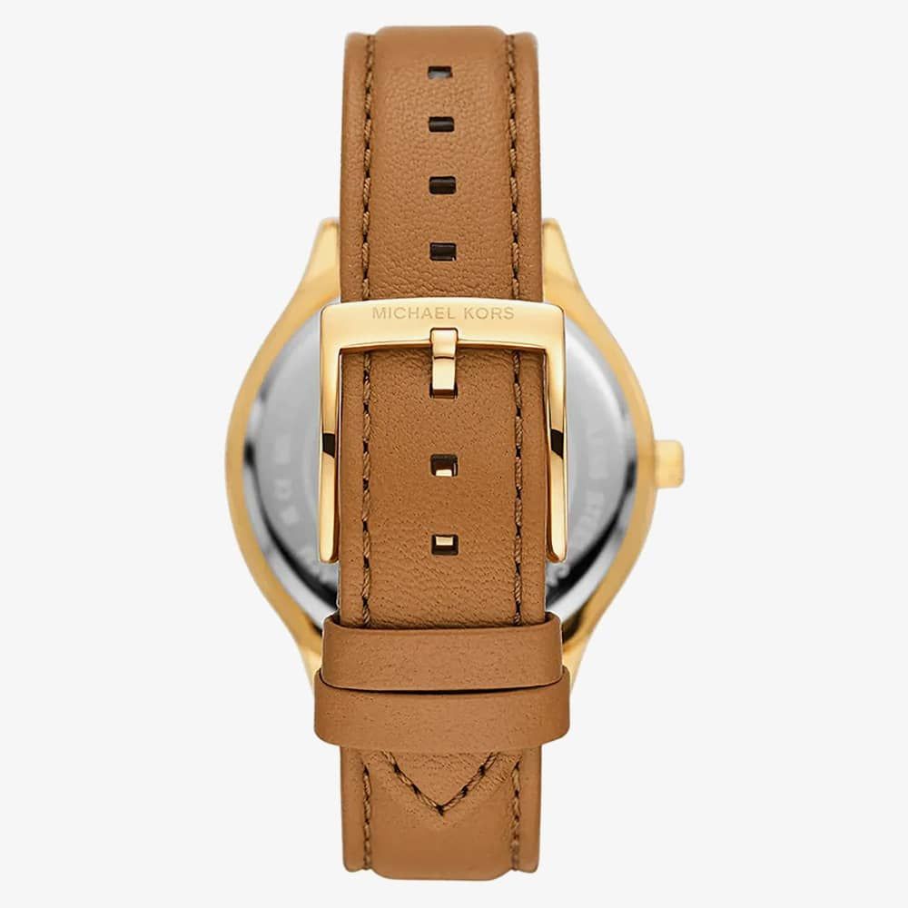 Michael Kors 38mm Ladies Slim Runway Brown Leather Strap Watch