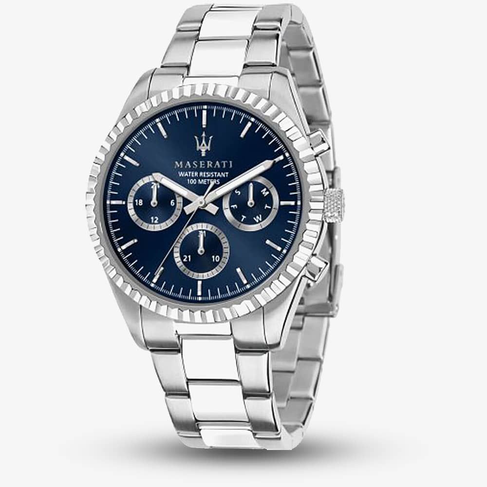 Maserati 43mm Competizione Blue Dial Stainless Steel Chronograph Watch