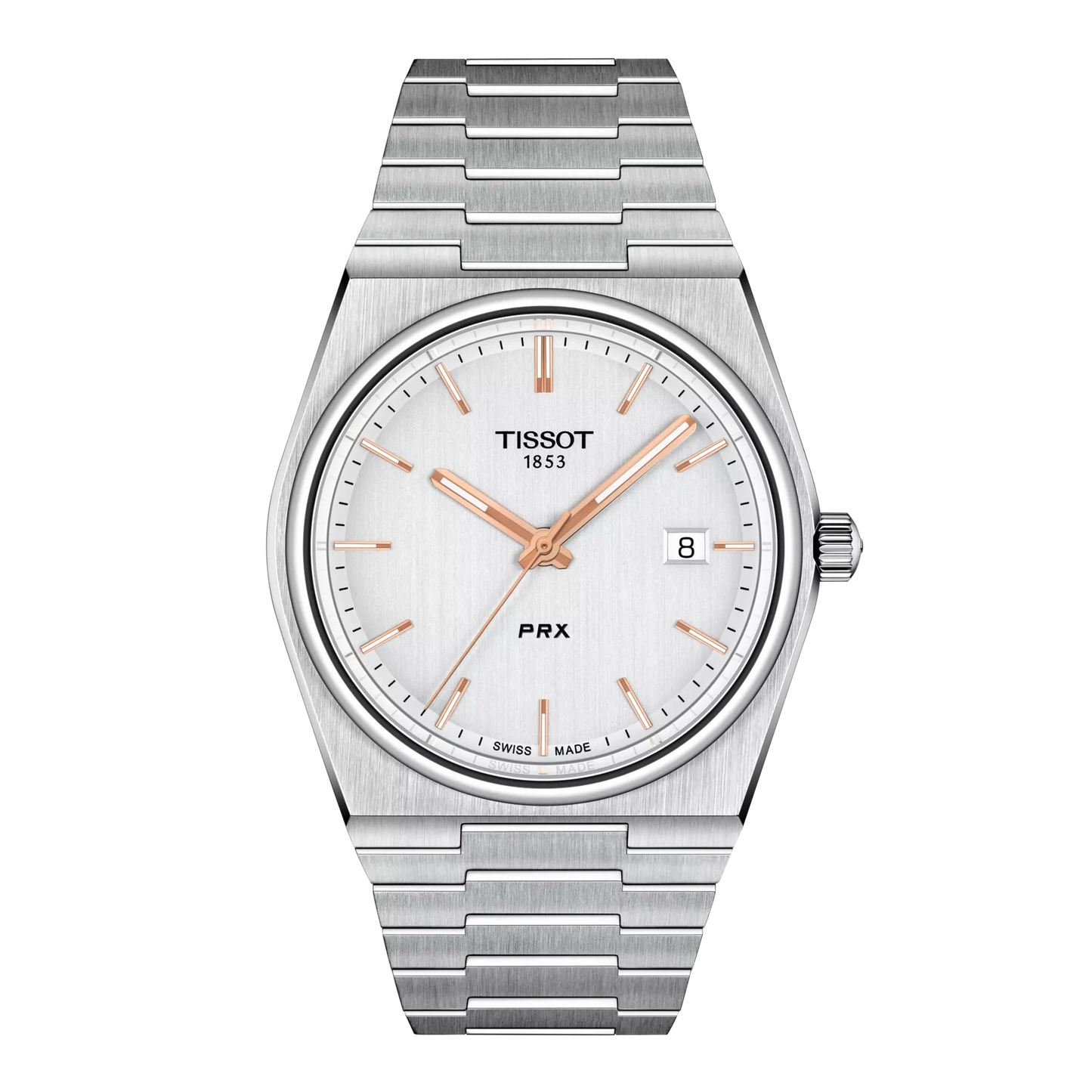 Tissot 40mm Silver Tone PRX, Silver & Date Dial, Gents Bracelet Watch