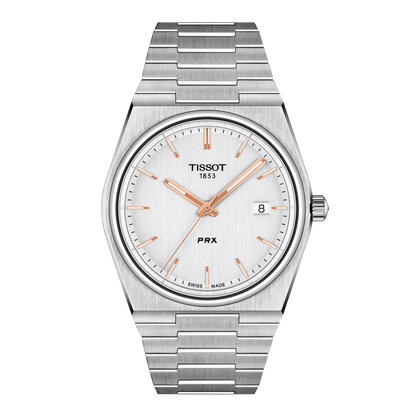 Tissot 40mm Silver Tone PRX, Silver & Date Dial, Gents Bracelet Watch