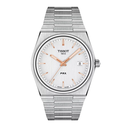 Tissot 40mm Silver Tone PRX, Silver & Date Dial, Gents Bracelet Watch