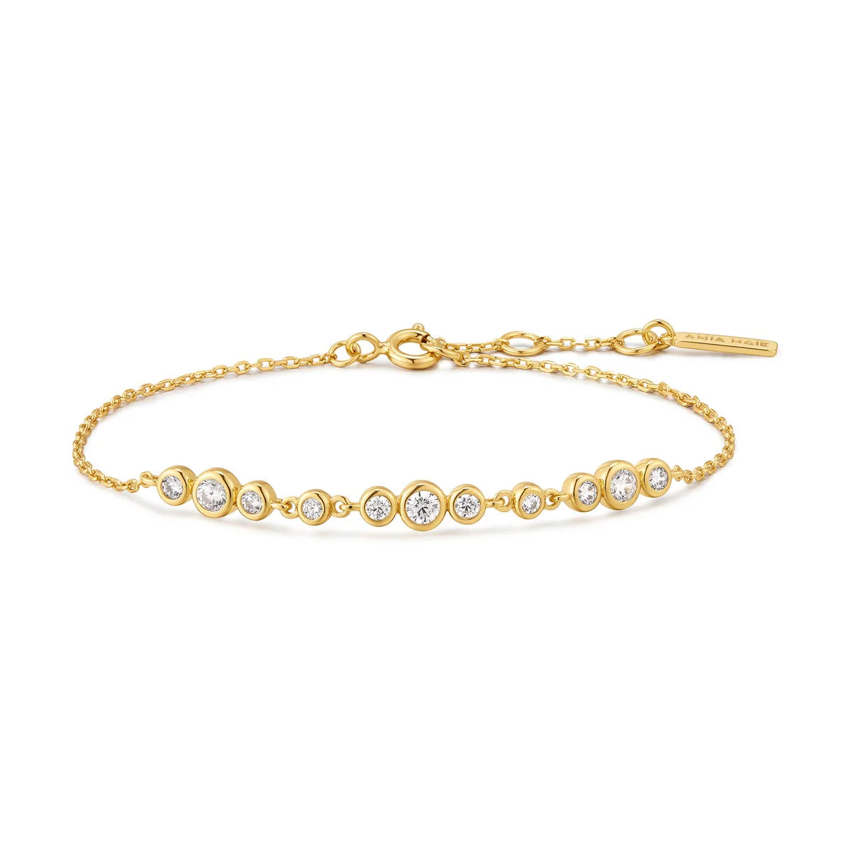 Ania Haie Yellow Gold Plate CZ Bezel Set Trios Bracelet
