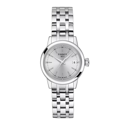 Tissot 28mm Silver Classic Dream, Silver Date Dial, Ladies Bracelet Watch