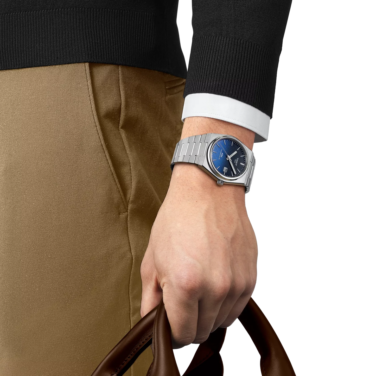 Tissot 40mm Silver Tone PRX, Gradient Blue & Date Dial, Gents Bracelet Watch