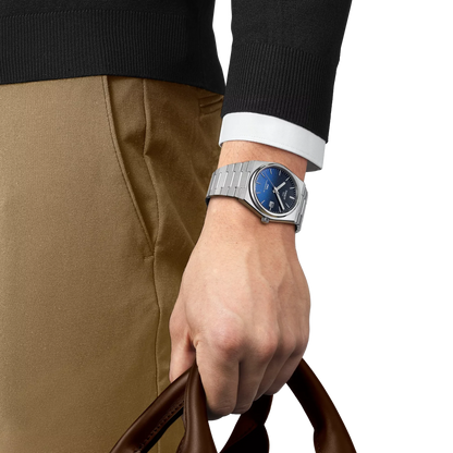 Tissot 40mm Silver Tone PRX, Gradient Blue & Date Dial, Gents Bracelet Watch