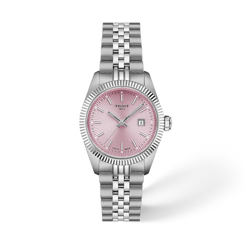 Tissot 30mm Ballade Pink & Silver Tone Fluted Dial & Bezel, Ladies Watch