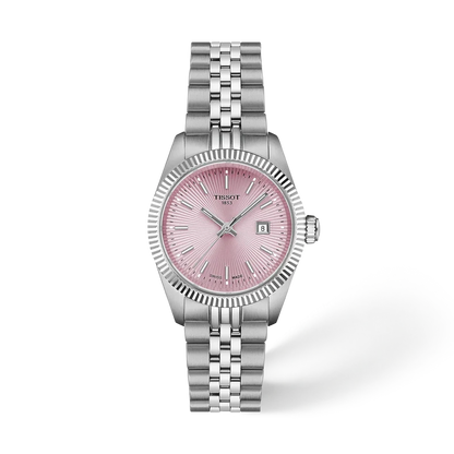 Tissot 30mm Ballade Pink & Silver Tone Fluted Dial & Bezel, Ladies Watch