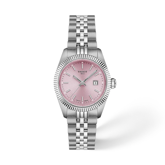 Tissot 30mm Ballade Pink & Silver Tone Fluted Dial & Bezel, Ladies Watch