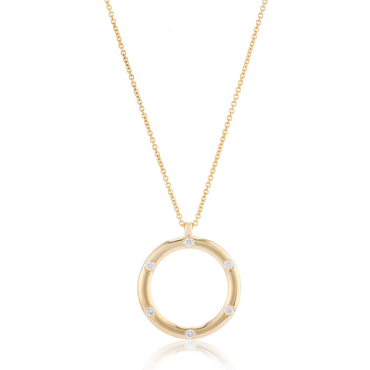 9ct Yellow Gold Diamond Dot Circle Necklace
