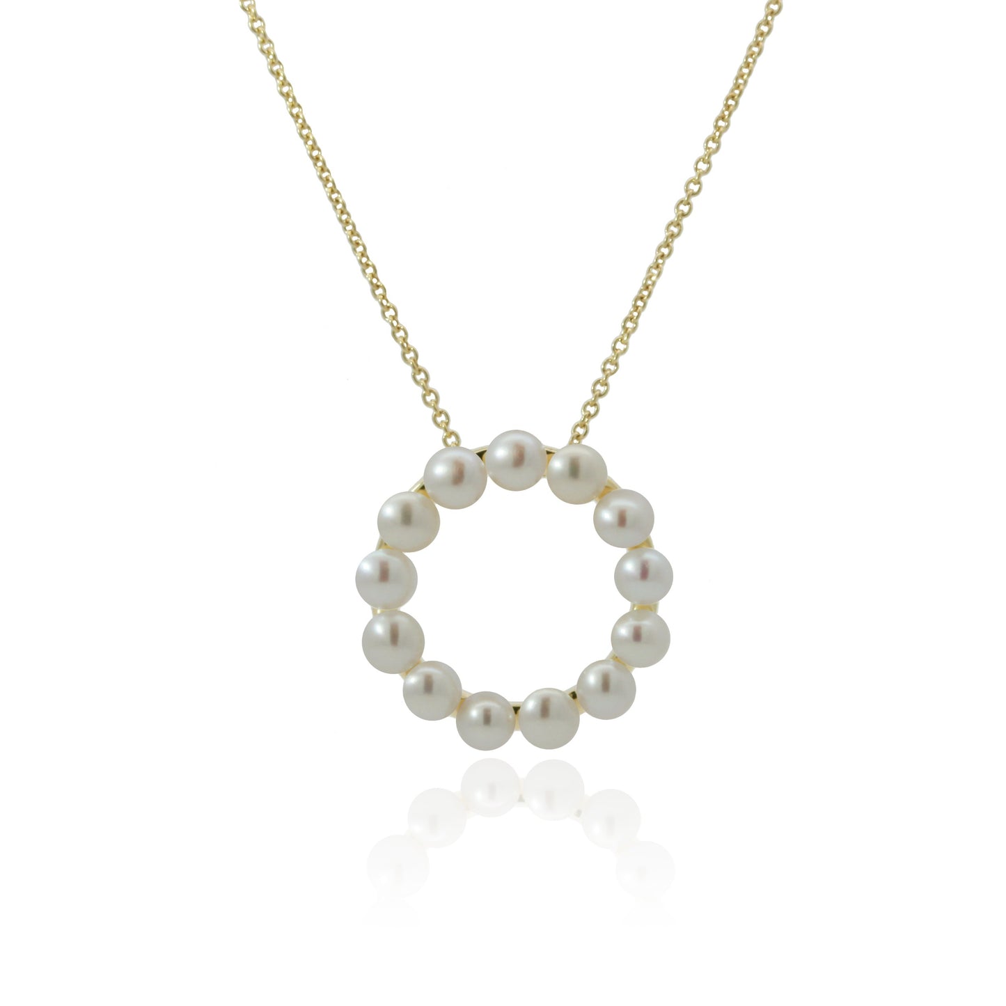 9ct Yellow Gold Open Circle Pearl Necklace
