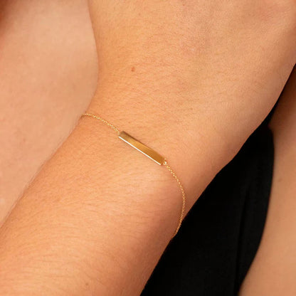 9ct Yellow Gold Delicate Trace Chain With ID Plate Bracelet