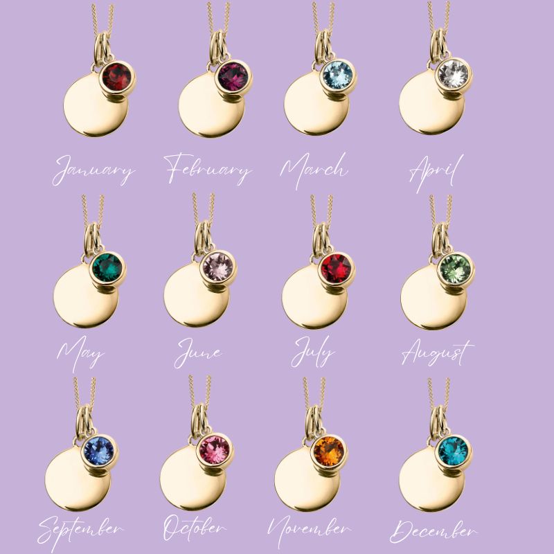 Yellow Gold Plate Crystal Birthstone Personalising Necklace's
