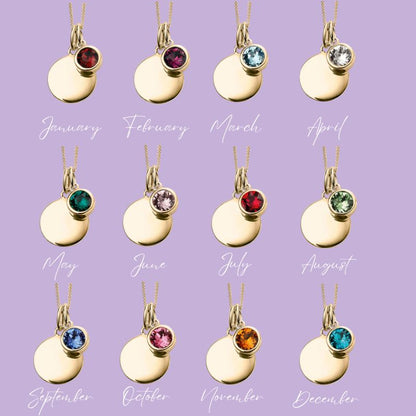 Yellow Gold Plate Crystal Birthstone Personalising Necklace's