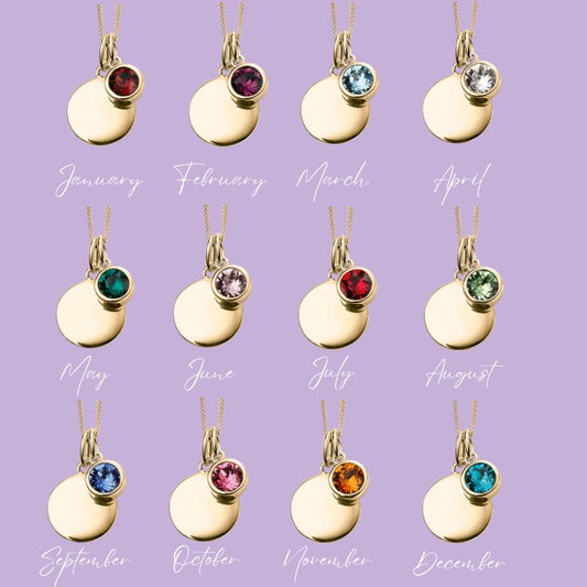 Yellow Gold Plate Crystal Birthstone Personalising Necklaces