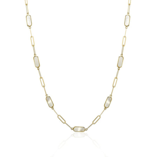 9ct Yellow Gold Mother of Pearl Paper Link Necklace