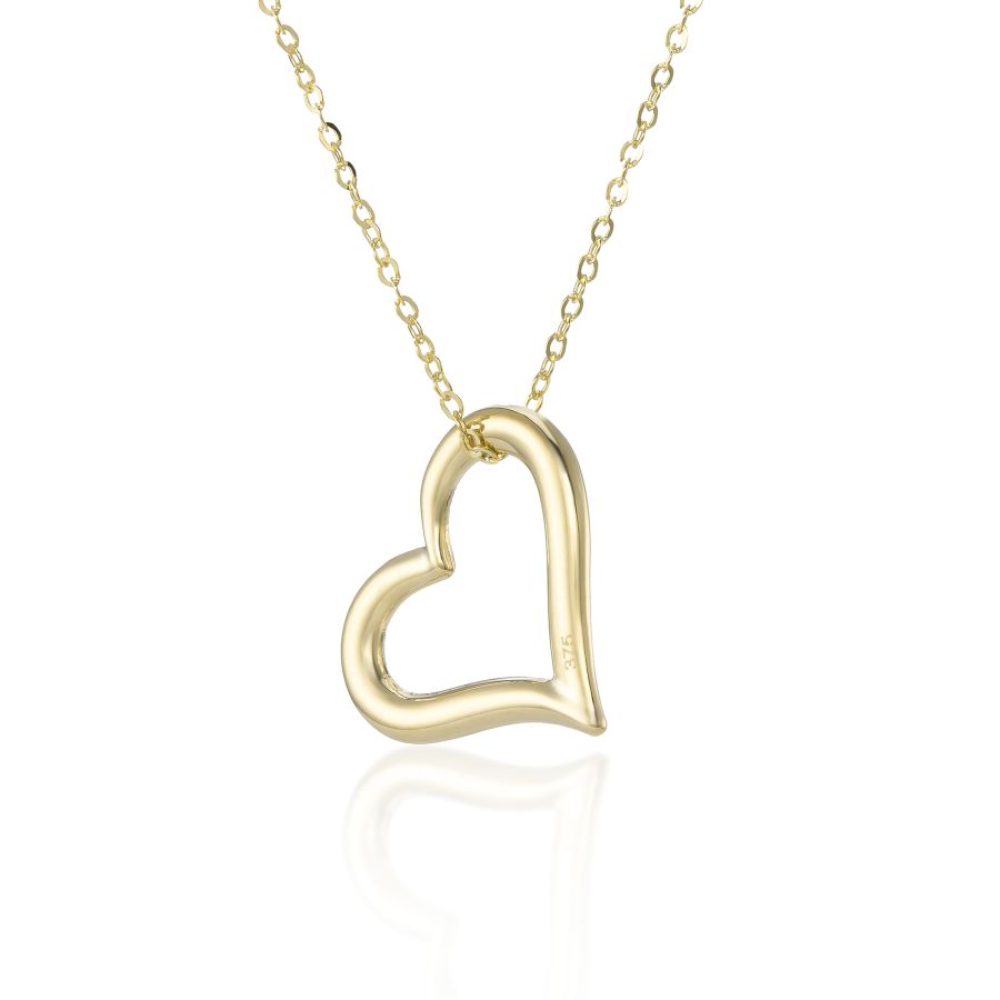 9ct Yellow Gold Open Heart Pendant Necklace