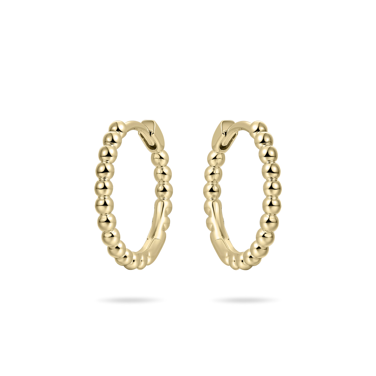 Sterling Silver Yellow Gold Plated 18mm Beaded Hoop Earrings