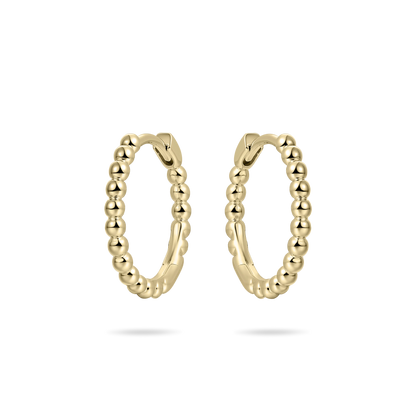Sterling Silver Yellow Gold Plated 18mm Beaded Hoop Earrings