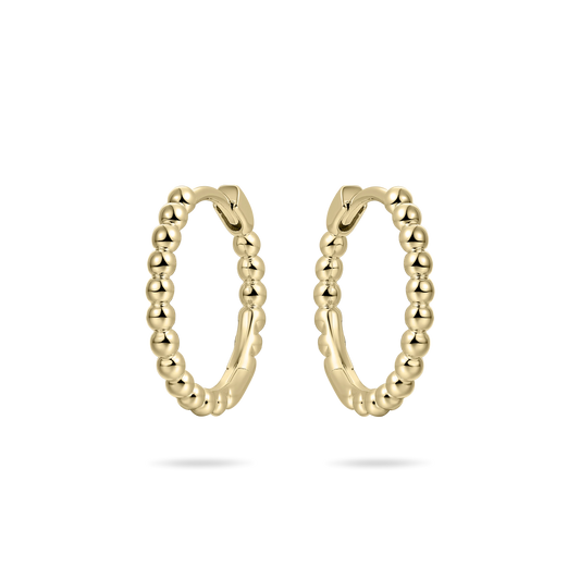 Sterling Silver Yellow Gold Plated 18mm Beaded Hoop Earrings