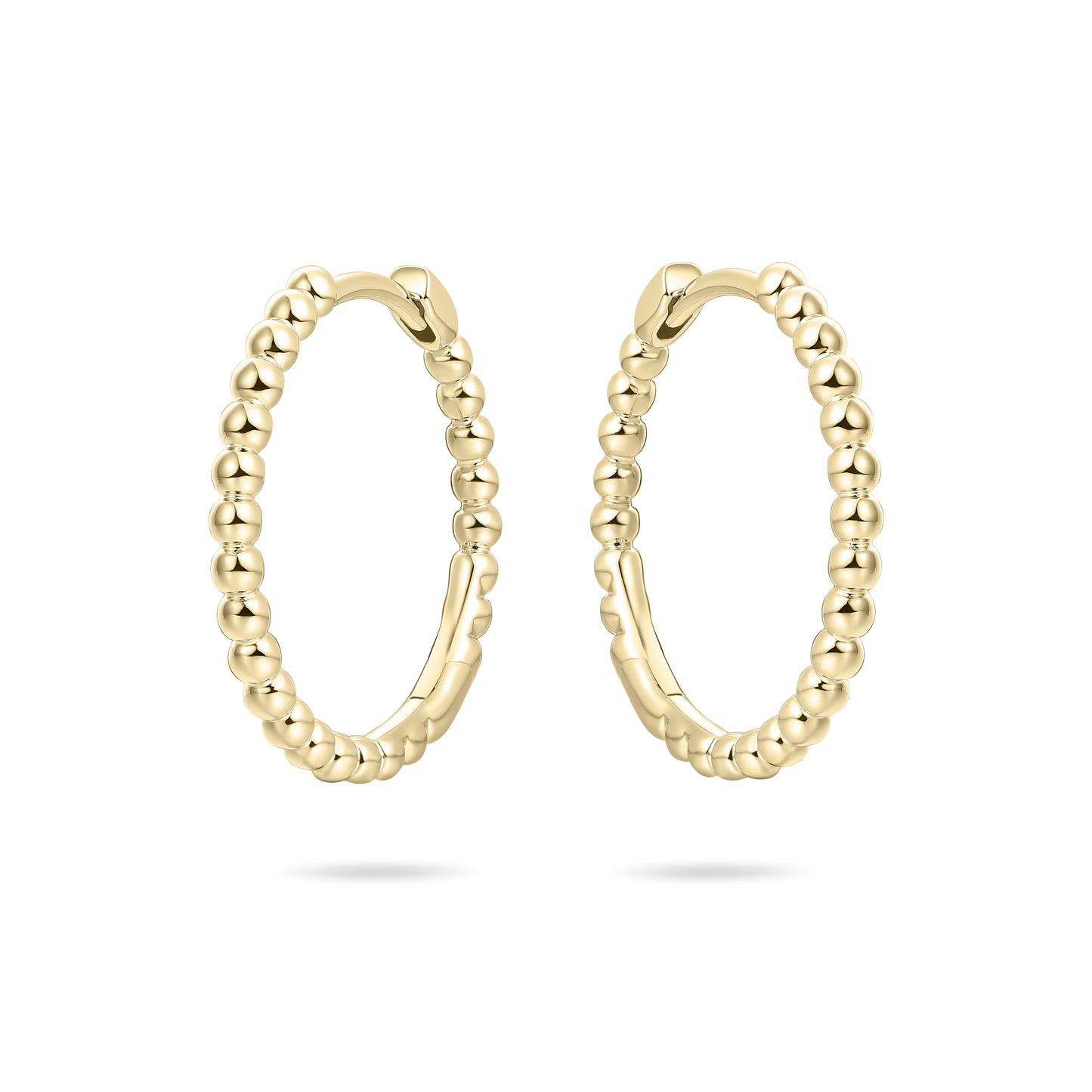 Sterling Silver Yellow Gold Plated 22mm Beaded Hoop Earrings