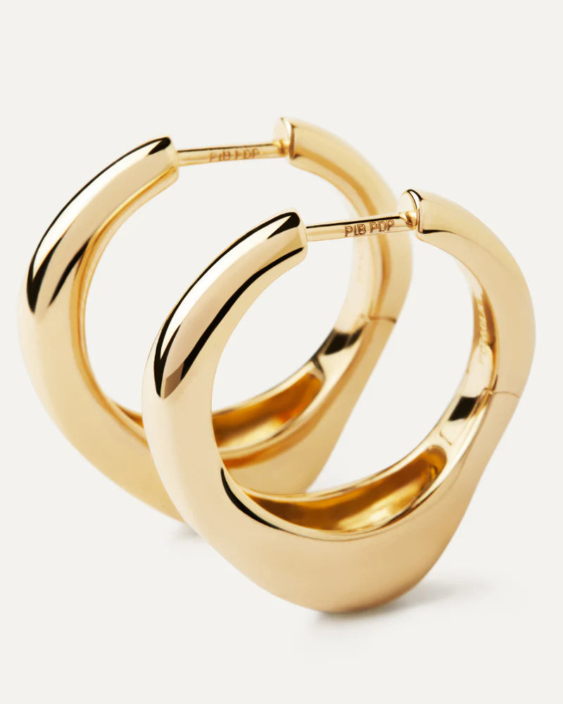 PDPAOLA Yellow Gold Riba Hoops Earrings