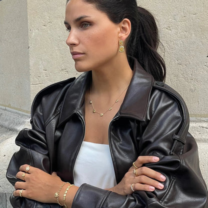 Sterling Silver Yellow Gold Plated CZ Five Stone Rectangle Necklace