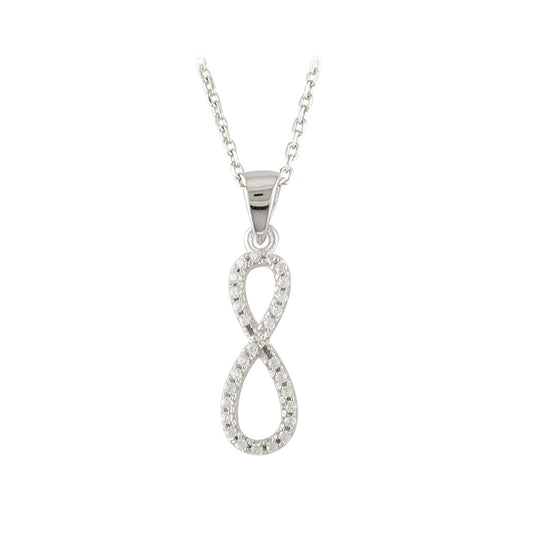 Sterling Silver CZ Set Bailed Infinity Necklace