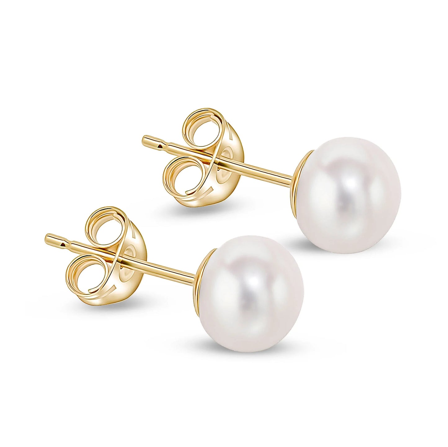 9ct Yellow Gold 6.5mm Freshwater Button Pearl Earrings