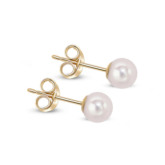 9ct Yellow Gold Pear 5mm Akoya Pearl Stud Earrings