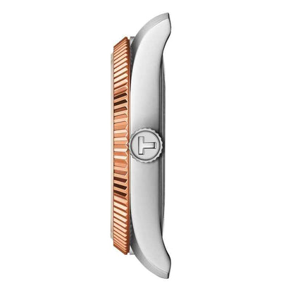 Tissot 30mm Ballade Rose Gold & Silver Tone Fluted Dial & Bezel, Ladies Watch