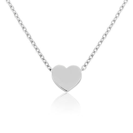 9ct White Gold Heart Pendant Necklace