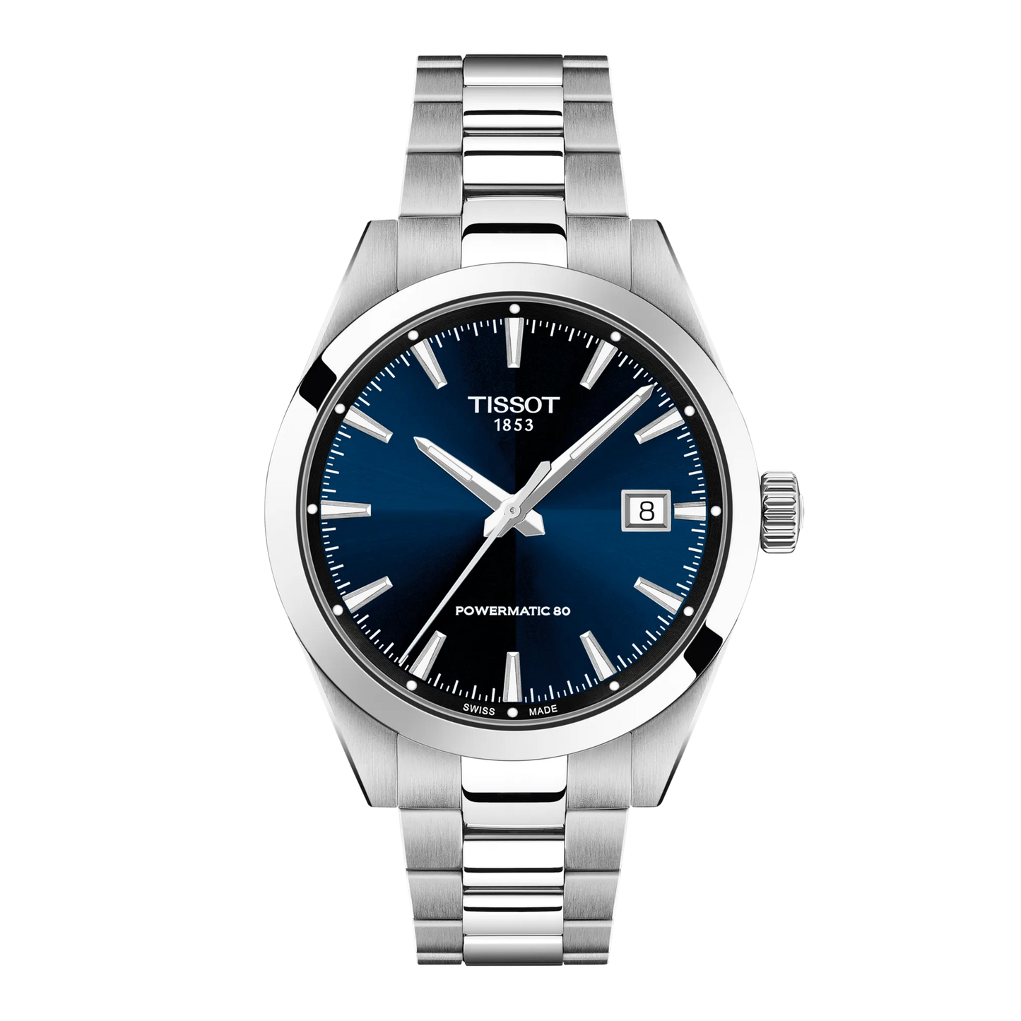 Tissot 38mm Silver Tone Gentleman, Blue & Date Dial, Gents Bracelet Watch