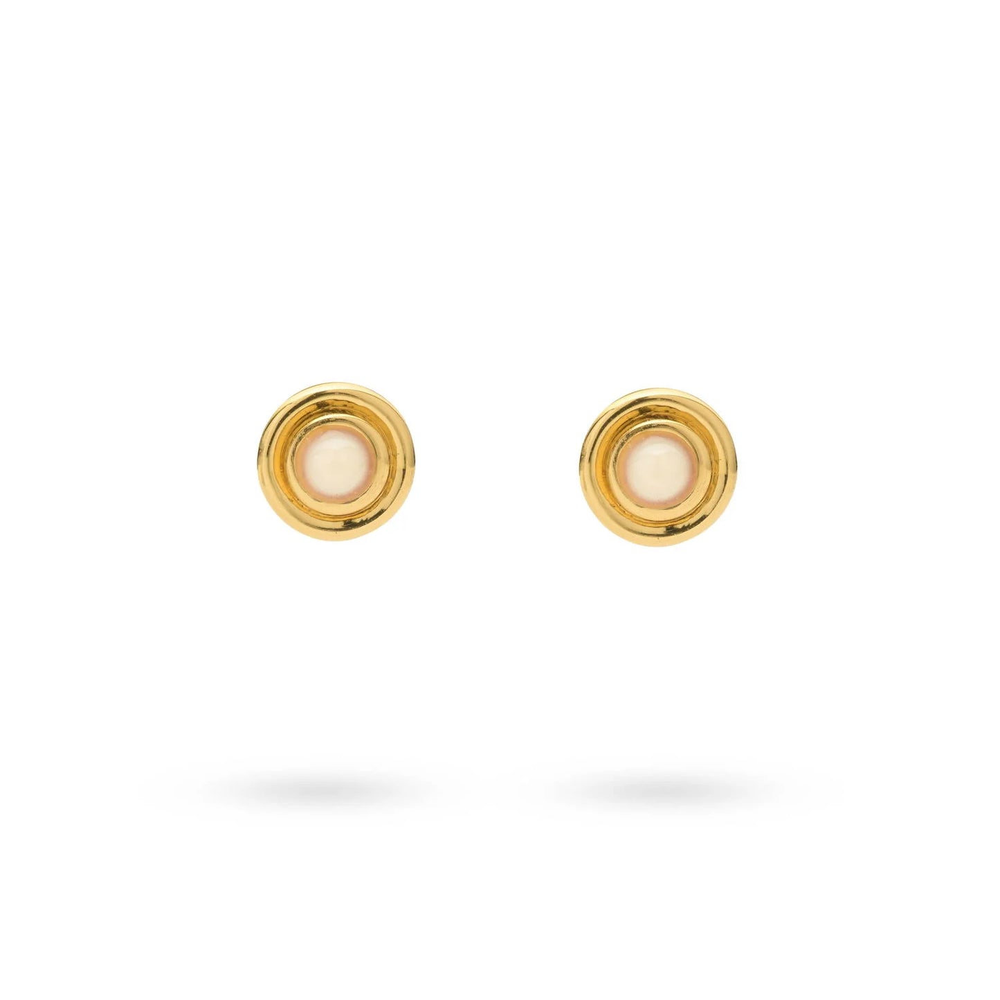 Sterling Silver Yellow Gold Plated Round Pink Stone CZ Stud Earrings