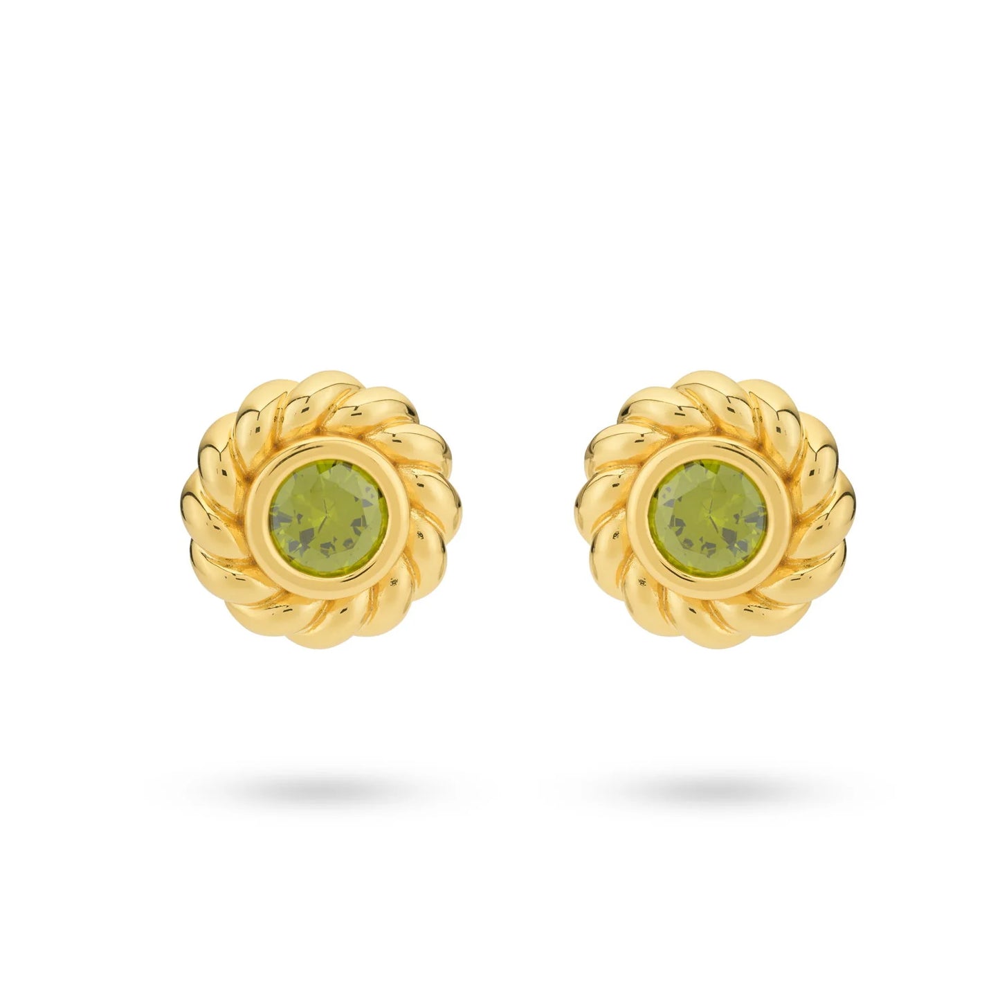 Sterling Silver Yellow Gold Plated Floral CZ Stud Earrings