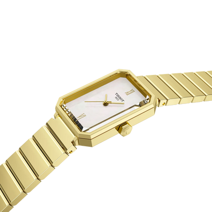 Tissot 30mm Gold SRV, Mother of Pearl Minimalist Dial, Ladies Bracelet Watch