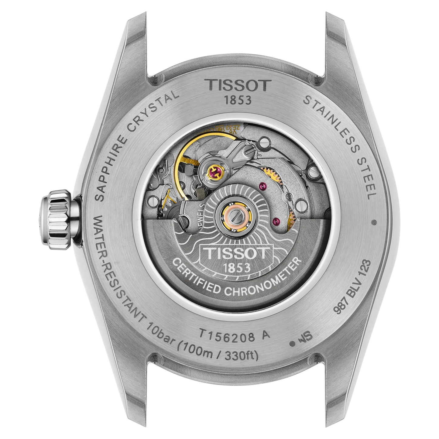 Tissot 30mm Silver Automatic Ballade, Ice Blue Fluted Dial & Bezel, Ladies Bracelet Watch