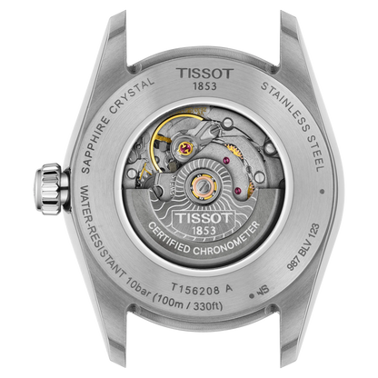 Tissot 30mm Silver Automatic Ballade, Ice Blue Fluted Dial & Bezel, Ladies Bracelet Watch
