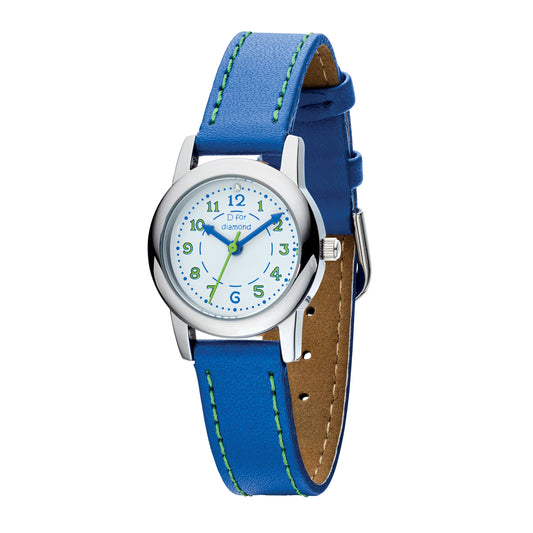Children's White Dial Blue Leather Strap Watch
