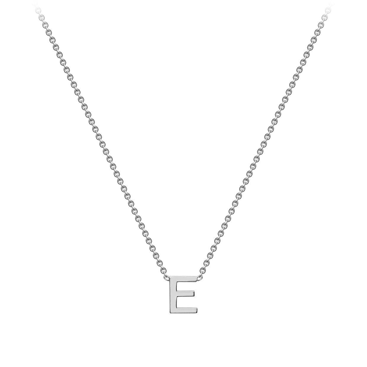 9ct White Gold 'E' Initial Pendant Necklace