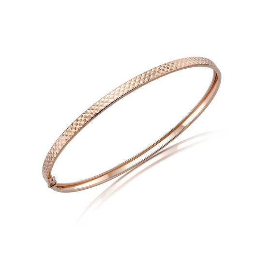 9ct Rose Gold Diamond Cut Flat Bangle