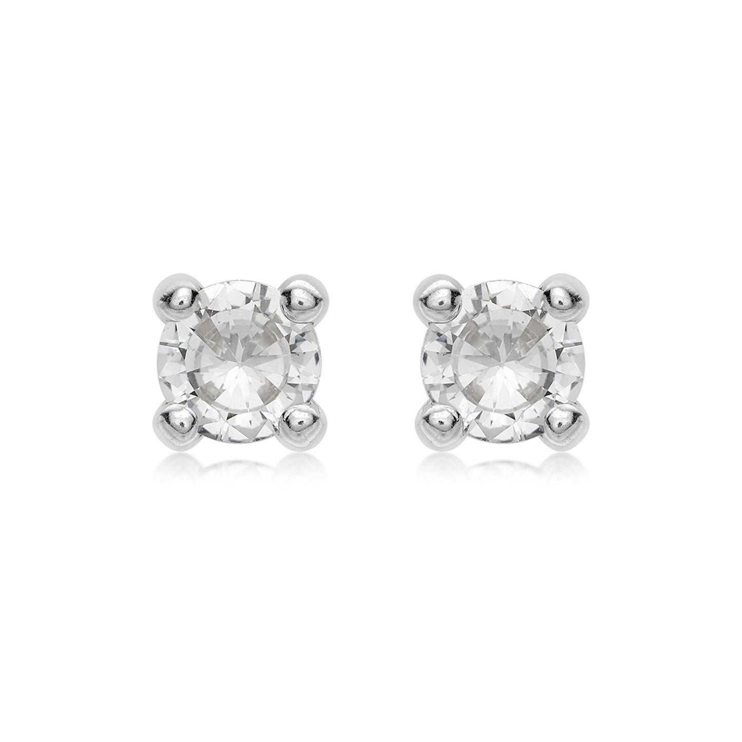 9ct White Gold 6mm CZ Stud Earrings