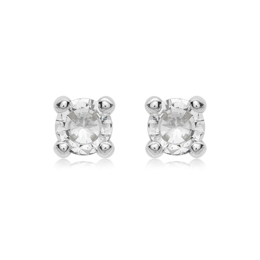 9ct White Gold 6mm CZ Stud Earrings
