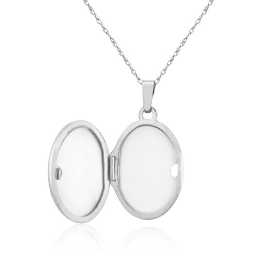 Sterling Silver Oval & Diamond Set Locket Necklace