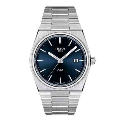 Tissot 40mm Silver Tone PRX, Blue & Date Dial, Gents Bracelet Watch
