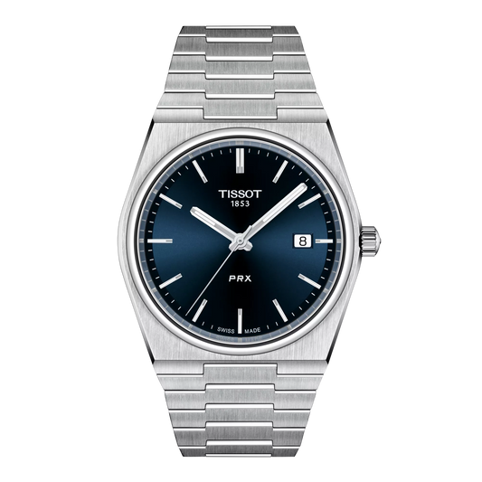 Tissot 40mm Silver Tone PRX, Blue & Date Dial, Gents Bracelet Watch